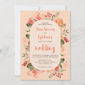 Invitation Boho moderne chute terre cuite blush mariage flora (Devant)