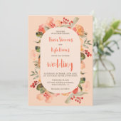 Invitation Boho moderne chute terre cuite blush mariage flora (Debout devant)