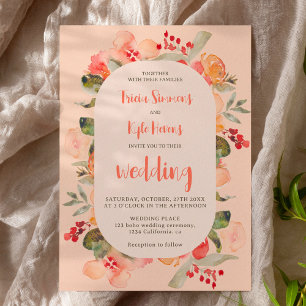 Invitation Boho moderne chute terre cuite blush mariage flora