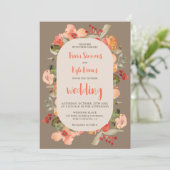 Invitation Boho moderne chute terre cuite kaki mariage floral (Debout devant)
