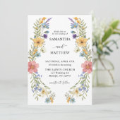 Invitation Boho moderne coloré Fleur sauvage Mariage floral (Debout devant)
