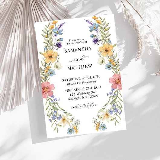 Invitation Boho moderne coloré Fleur sauvage Mariage floral