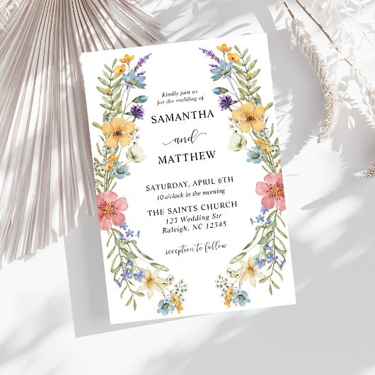 Invitation Boho moderne coloré Fleur sauvage Mariage floral