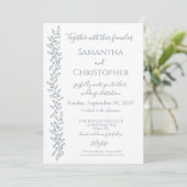 Invitation Boho moderne Dusty Bleu Botanique Mariage minimal (Debout devant)
