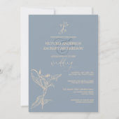 Invitation Boho Moderne Dusty Blue Floral Mariage (Devant)