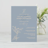 Invitation Boho Moderne Dusty Blue Floral Mariage (Debout devant)
