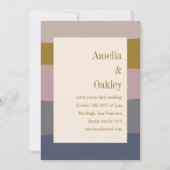 Invitation Boho Moderne Dusty Mauve Gold Beige Mariage rayé (Devant)