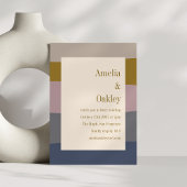 Invitation Boho Moderne Dusty Mauve Gold Beige Mariage rayé