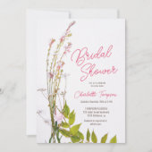 Invitation Boho moderne fleur sauvage script photo nage douch (Devant)