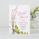 Invitation Boho moderne fleur sauvage script photo nage douch (Debout devant)