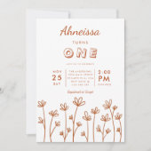 Invitation Boho moderne Fleur sauvage Terracotta Premier Anni (Devant)