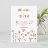 Invitation Boho moderne Fleur sauvage Terracotta Premier Anni (Debout devant)