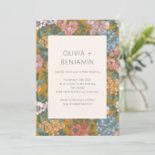 Invitation Boho moderne Floral Jaune Mariage de terre verte (Debout devant)