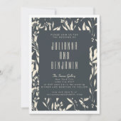 Invitation Boho moderne main noire tiré Mariage floral (Devant)
