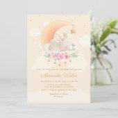 Invitation Boho moderne mignon Aquarelle Bunny Girl Baby show (Debout devant)