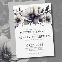 Boho moderne noir blanc Mariage Floral