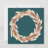 Invitation Boho moderne Pampas herbe turquoise sauvez la date (Dos)