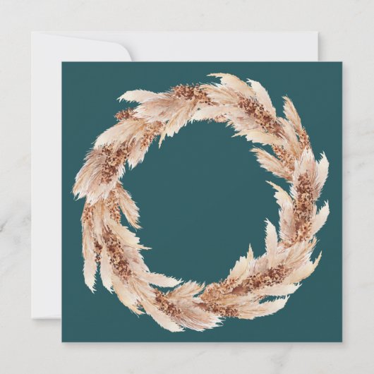 Invitation Boho moderne Pampas herbe turquoise sauvez la date (Dos)