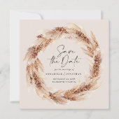 Invitation Boho moderne Pampas herbe turquoise sauvez la date (Devant)