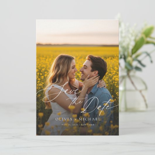 Invitation Boho moderne QR Code photo mariage Enregistrer la (Debout devant)