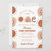 Invitation Boho moderne Rainbow Sunshine Un premier anniversa (Devant)