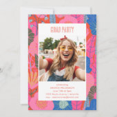 Invitation Boho moderne Red Floral Graduation Party Photo (Devant)