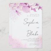 Invitation Boho moderne rose doux Floral et Feuille (Devant / Derrière)