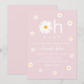 Invitation Boho moderne rose marmite Floral Baby Girl Douche  (Devant / Derrière)