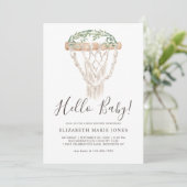 Invitation Boho Moderne Rustique Verdure Baby shower Macrame  (Debout devant)