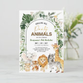 Invitation Boho moderne Safari Party Animaux garçon Anniversa (Debout devant)