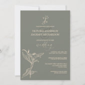 Invitation Boho Moderne Sage Vert Mariage Floral (Devant)