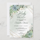 Invitation Boho moderne succulent eucalyptus or brunch bébé (Devant)