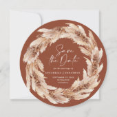 Invitation Boho moderne terre cuite pampas herbe photo mariag (Devant)