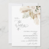 Invitation boho moderne verdure pampas herbe (Devant)