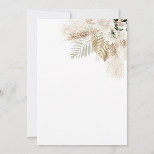 Invitation boho moderne verdure pampas herbe (Dos)