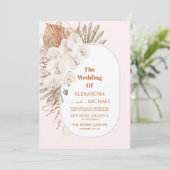Invitation boho moderne vert pampas herbe mariage (Debout devant)