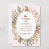 Invitation boho moderne vert pampas herbe mariage (Devant)