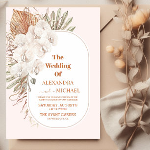Invitation boho moderne vert pampas herbe mariage