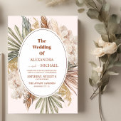 Invitation boho moderne vert pampas herbe mariage