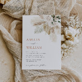 Invitation boho moderne vert pampas herbe QR code mariage
