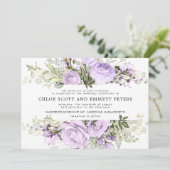 Invitation Boho moderne violet Rose Mariage Floral (Debout devant)