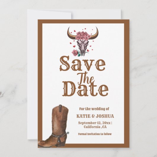 Invitation Boho moderne Western Cowboy Wedding Enregistrer la (Dos)