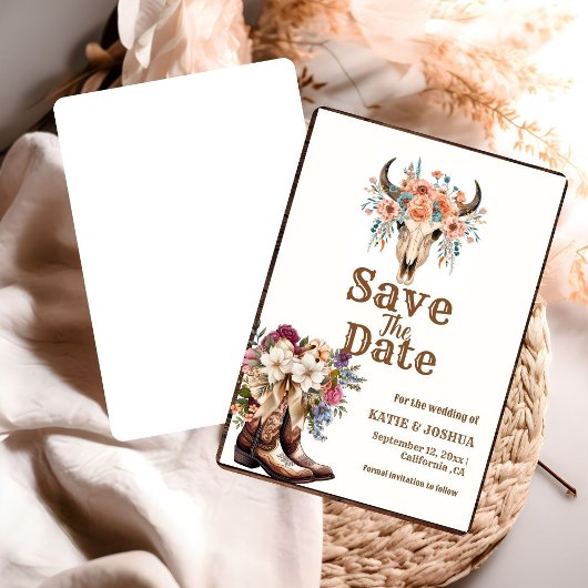 Invitation Boho moderne Western Cowboy Wedding Enregistrer la