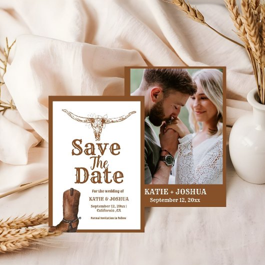 Invitation Boho moderne Western Cowboy Wedding Enregistrer la