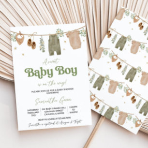 Invitation Boho modifiable C'est un Baby shower de vêtements 