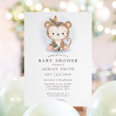 Invitation Boho Monkey Tribal Aquarelle Baby shower bohème