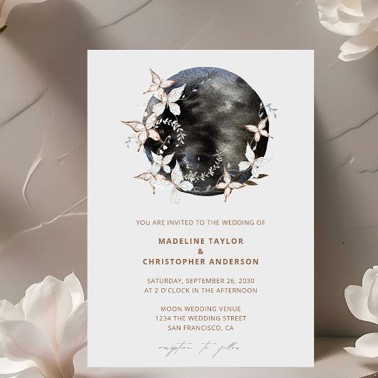 Invitation Boho Moon Celestial Mariage botancien