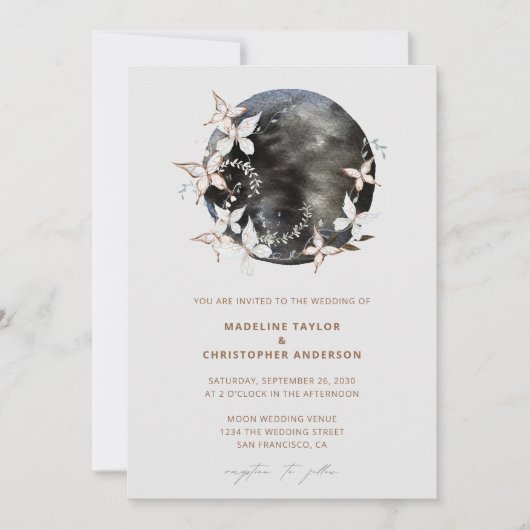 Invitation Boho Moon Celestial Mariage botancien (Devant)