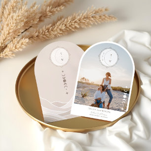 Invitation Boho Moon Star Save The Date Arch Photo Mariage