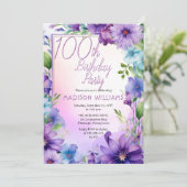Invitation Boho Morning Glories Floral 100th Birthday Party (Debout devant)